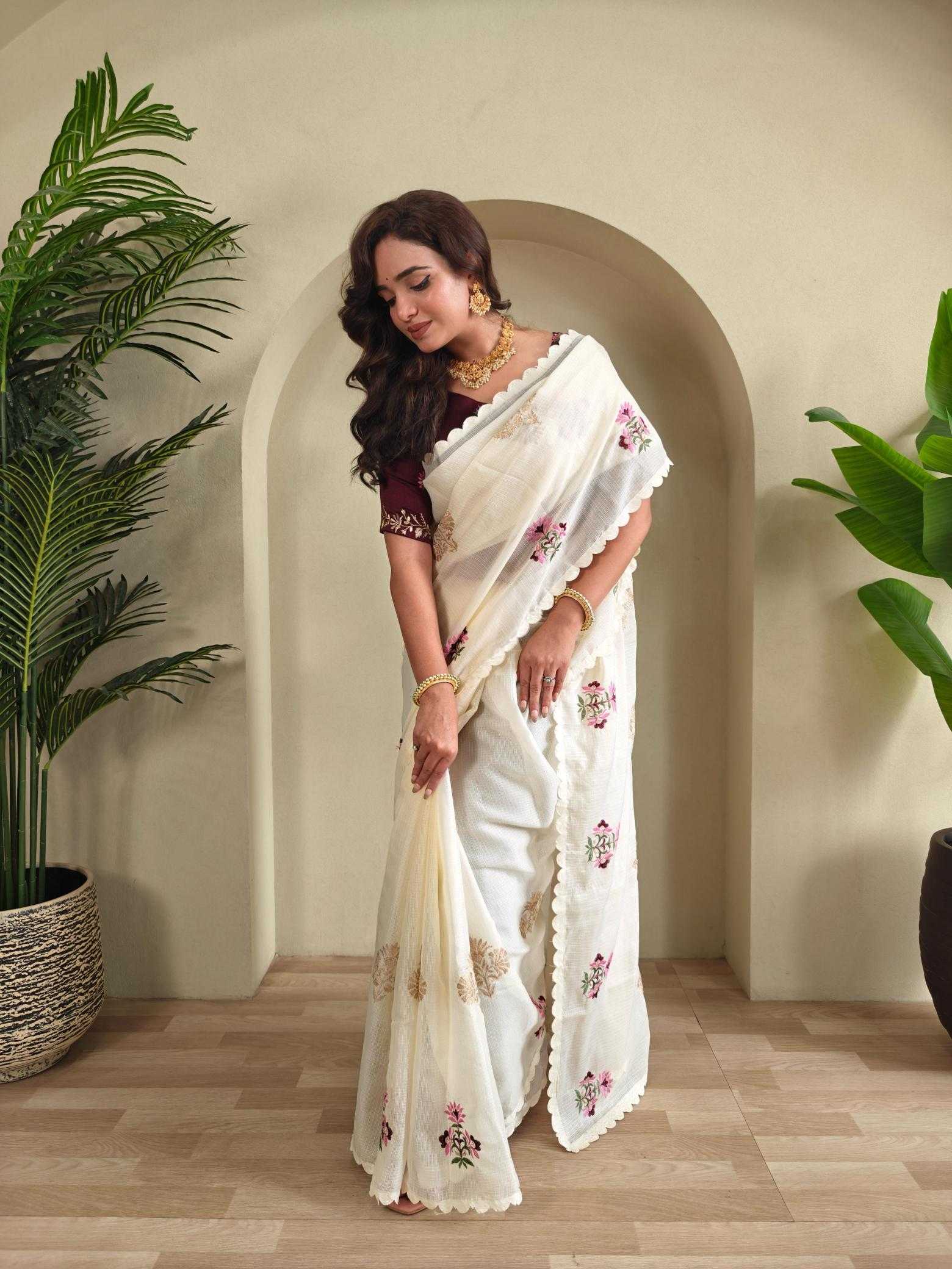 Ynf Kota Checks KESH249 Asha Sarees Festive Collections Wholesale White Sarees Kota Doria Sarees Onam Collections Manufacturer