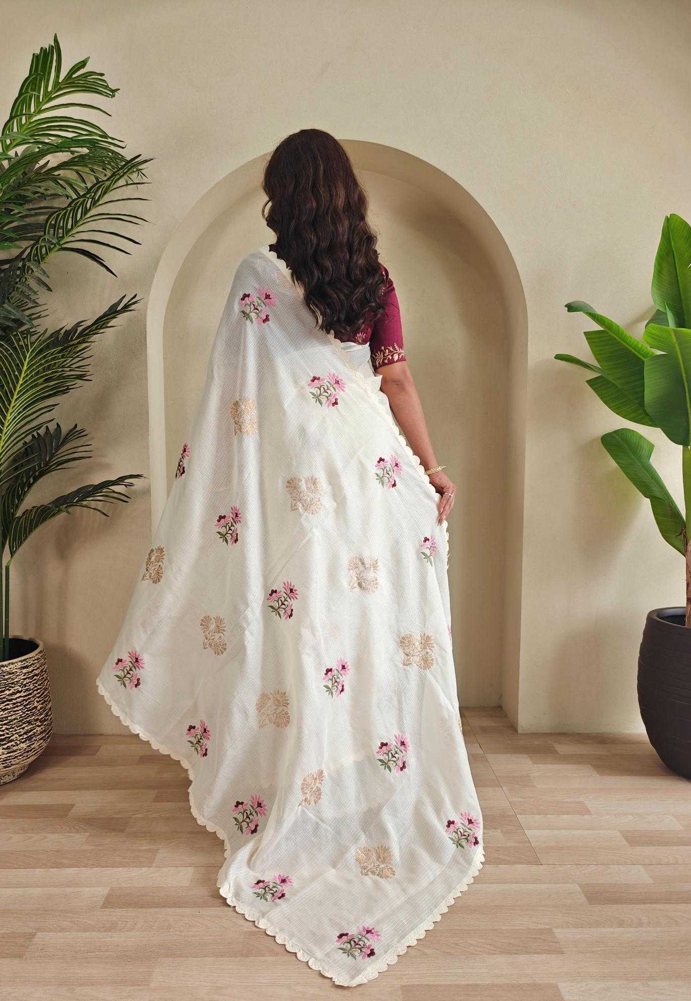 Ynf Kota Checks KESH249 Asha Sarees Festive Collections Wholesale White Sarees Kota Doria Sarees Onam Collections Manufacturer