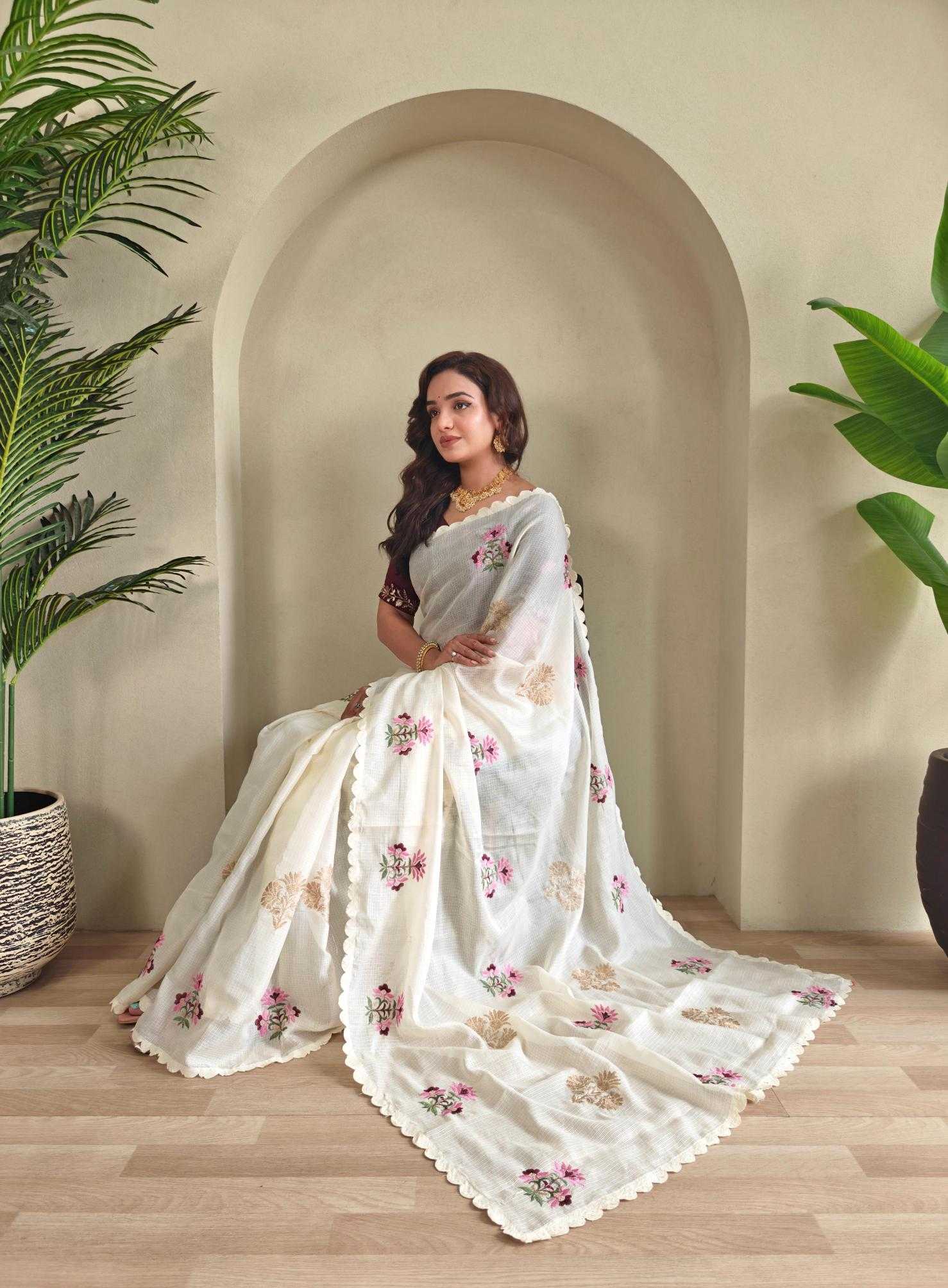 Ynf Kota Checks KESH249 Asha Sarees Festive Collections Wholesale White Sarees Kota Doria Sarees Onam Collections Manufacturer