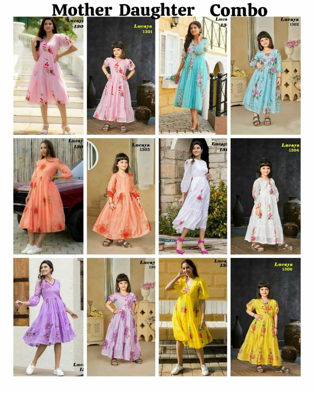 Ynf Kota Checks RIN131 1301 Mother & Daughter Combo Wholesale Mother Daughter Matching Gowns Manufacturer
