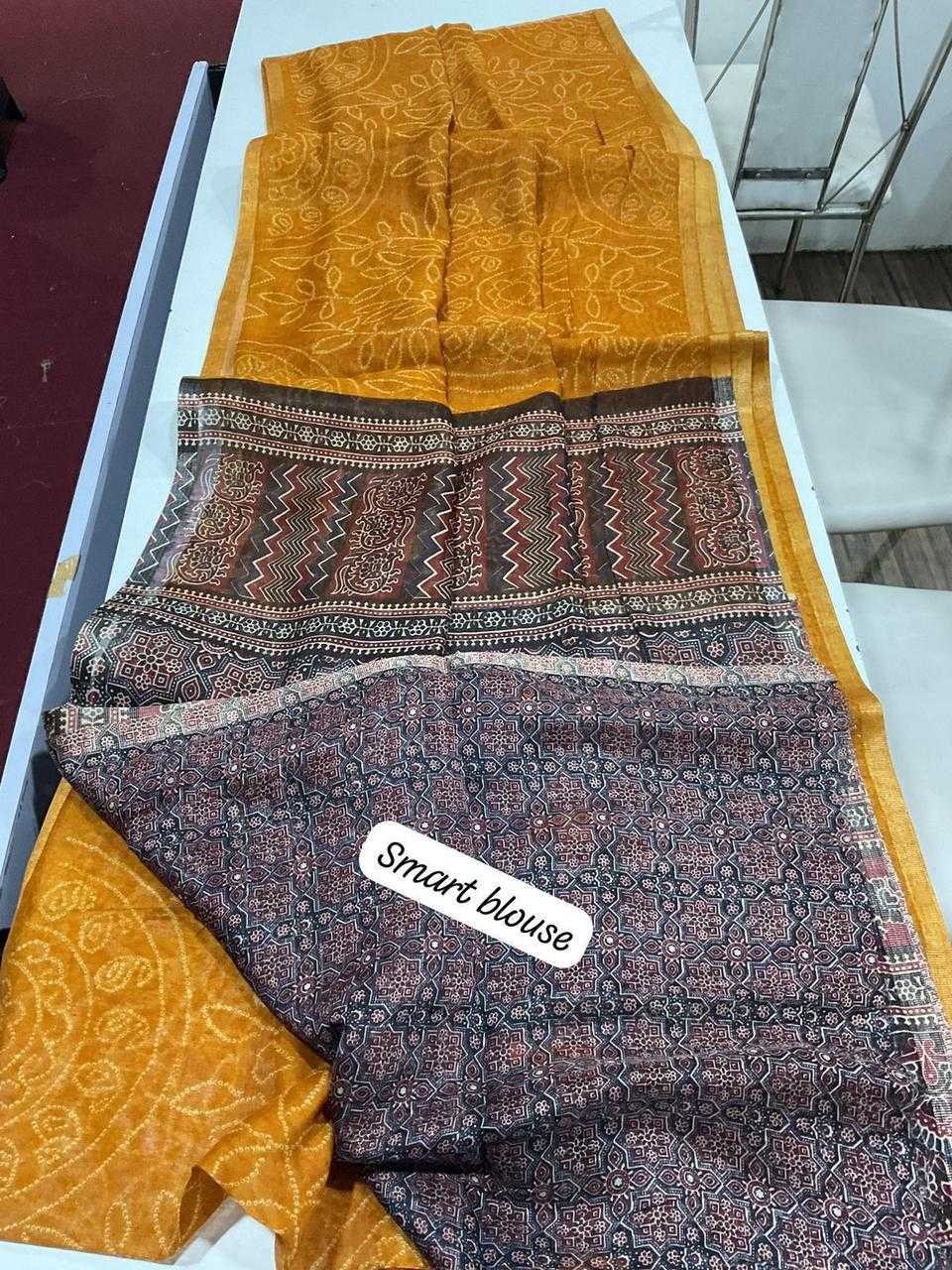 Ynf Linen KESH484 FULFILL Sarees Wholesale Printed Sarees Ajrakh Sarees Linen Sarees Manufacturer