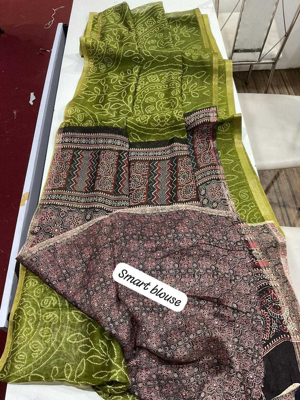 Ynf Linen KESH484 FULFILL Sarees Wholesale Printed Sarees Ajrakh Sarees Linen Sarees Manufacturer