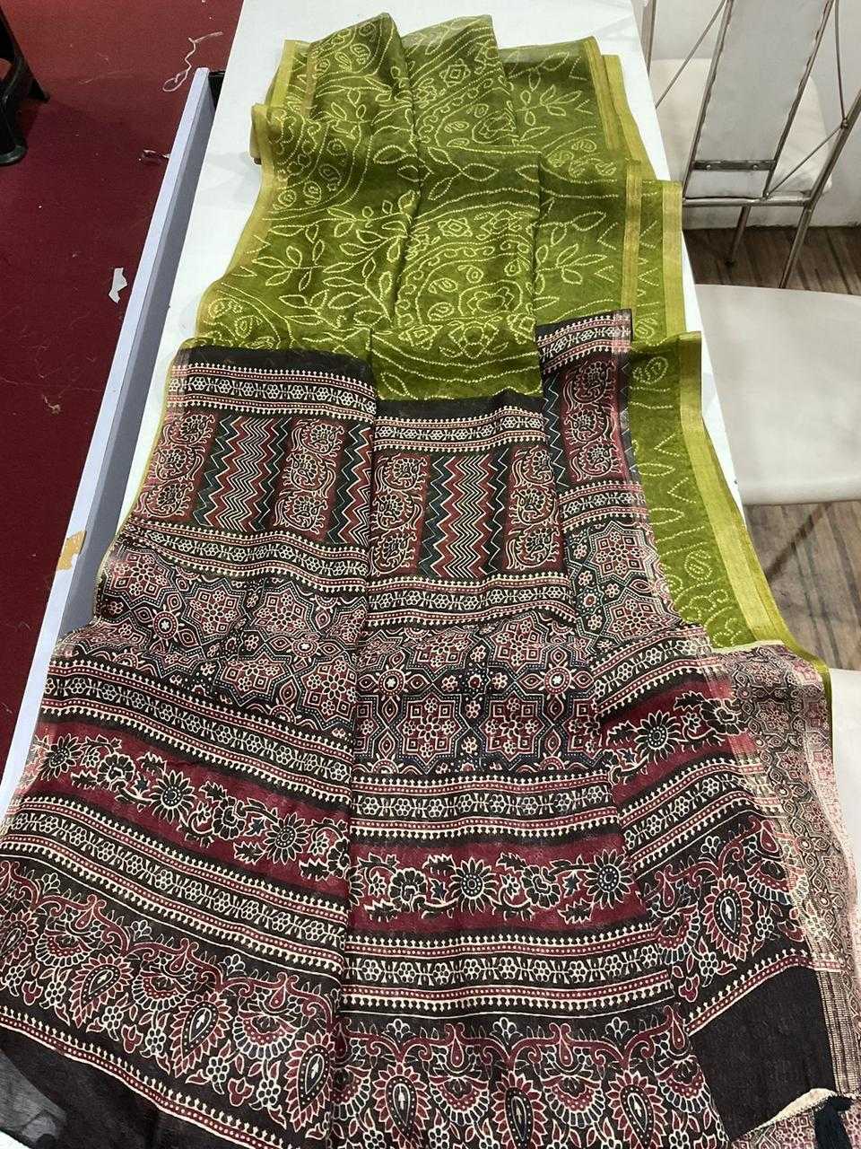 Ynf Linen KESH484 FULFILL Sarees Wholesale Printed Sarees Ajrakh Sarees Linen Sarees Manufacturer