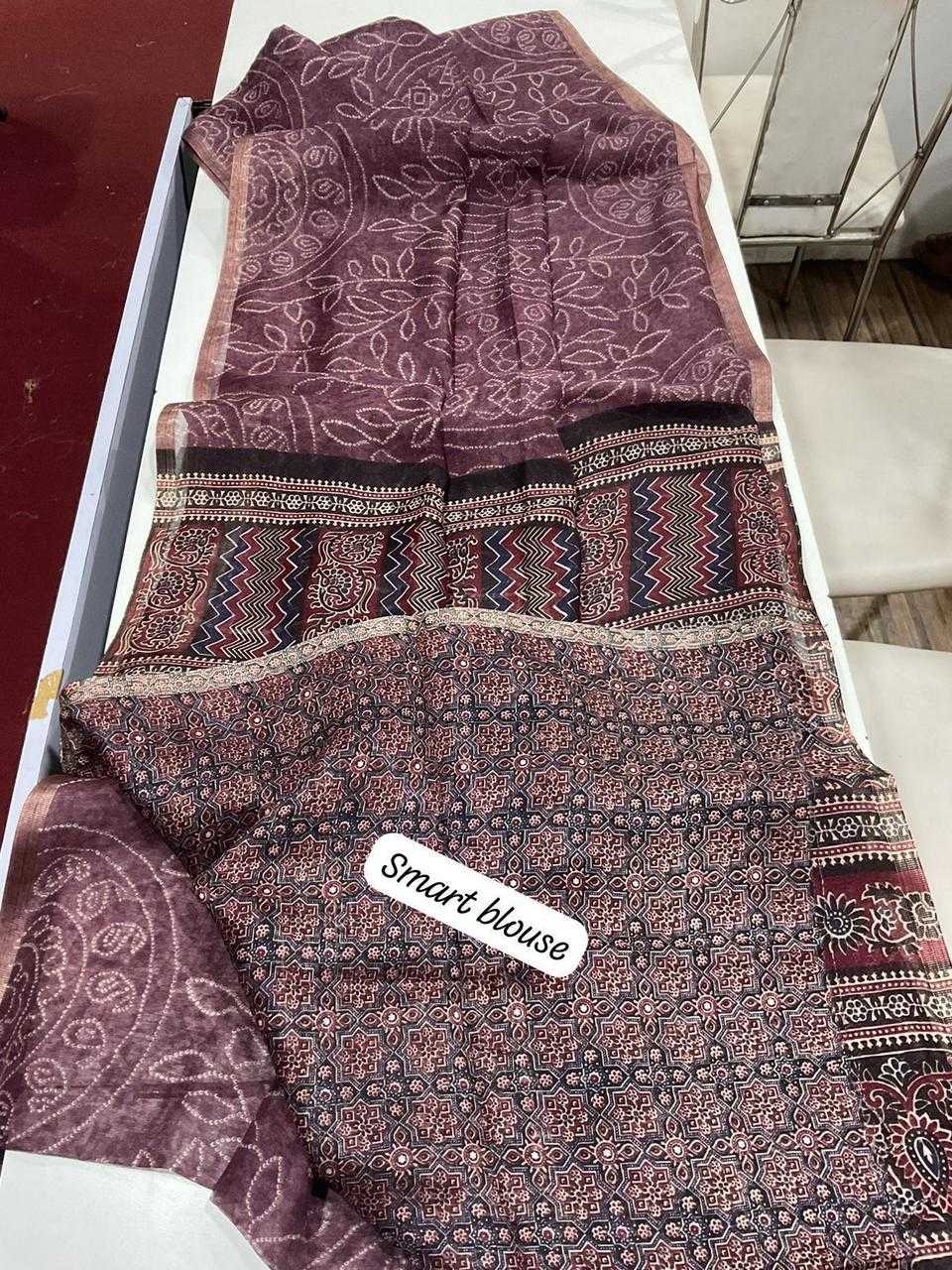 Ynf Linen KESH484 FULFILL Sarees Wholesale Printed Sarees Ajrakh Sarees Linen Sarees Manufacturer