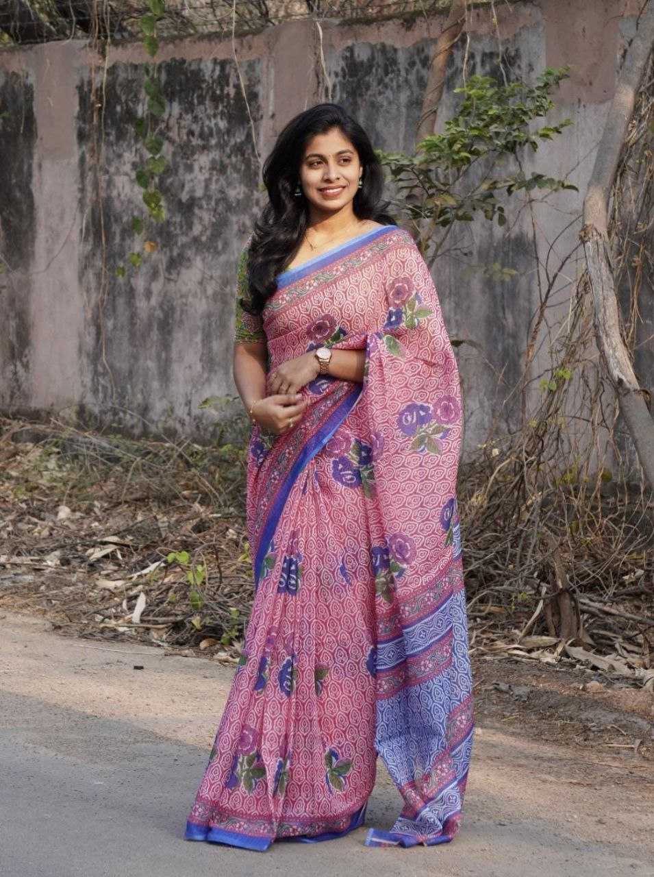 Ynf Linen KESH518 4335 Sarees Wholesale Printed Sarees Cotton Linen Sarees Linen Sarees Manufacturer