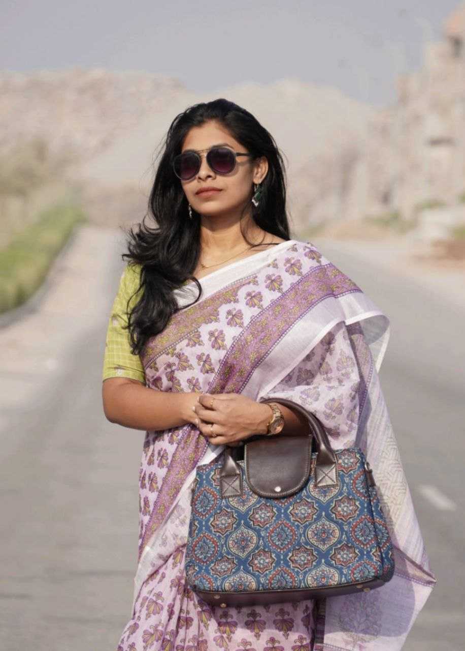 Ynf Linen KESH518 4358 Sarees Wholesale Printed Sarees Cotton Linen Sarees Linen Sarees Manufacturer