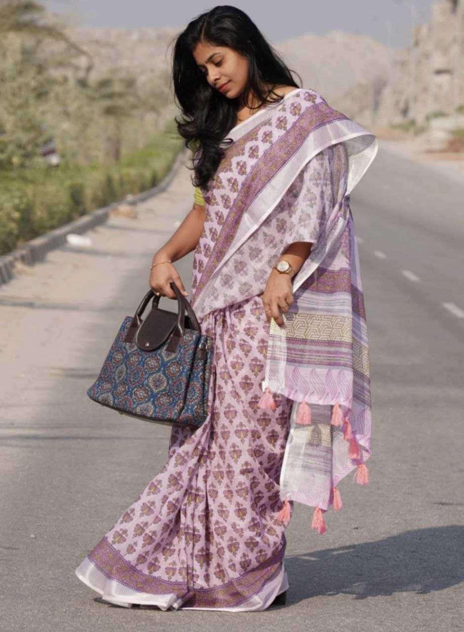 Ynf Linen KESH518 4358 Sarees Wholesale Printed Sarees Cotton Linen Sarees Linen Sarees Manufacturer