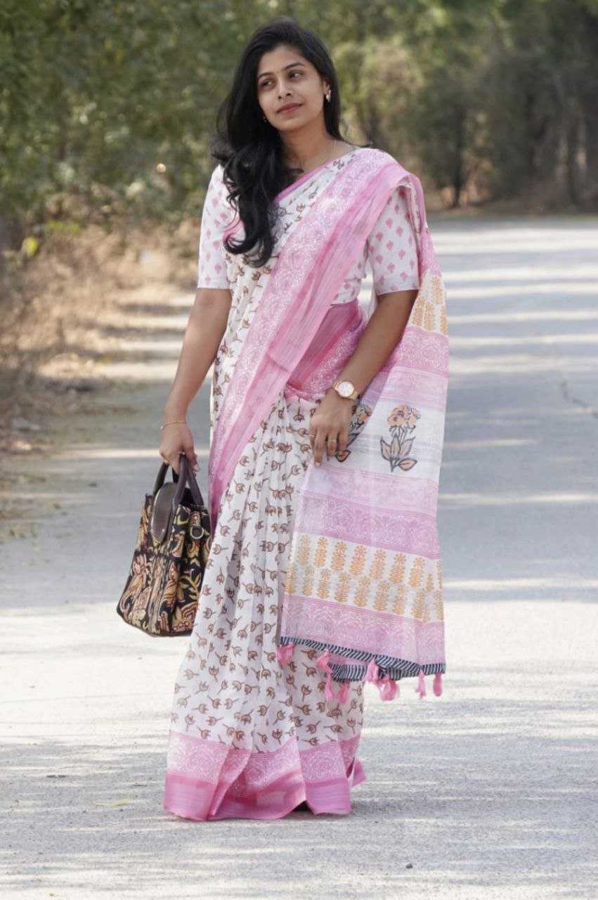 Ynf Linen KESH518 4359 Sarees Wholesale Printed Sarees Cotton Linen Sarees Linen Sarees Manufacturer