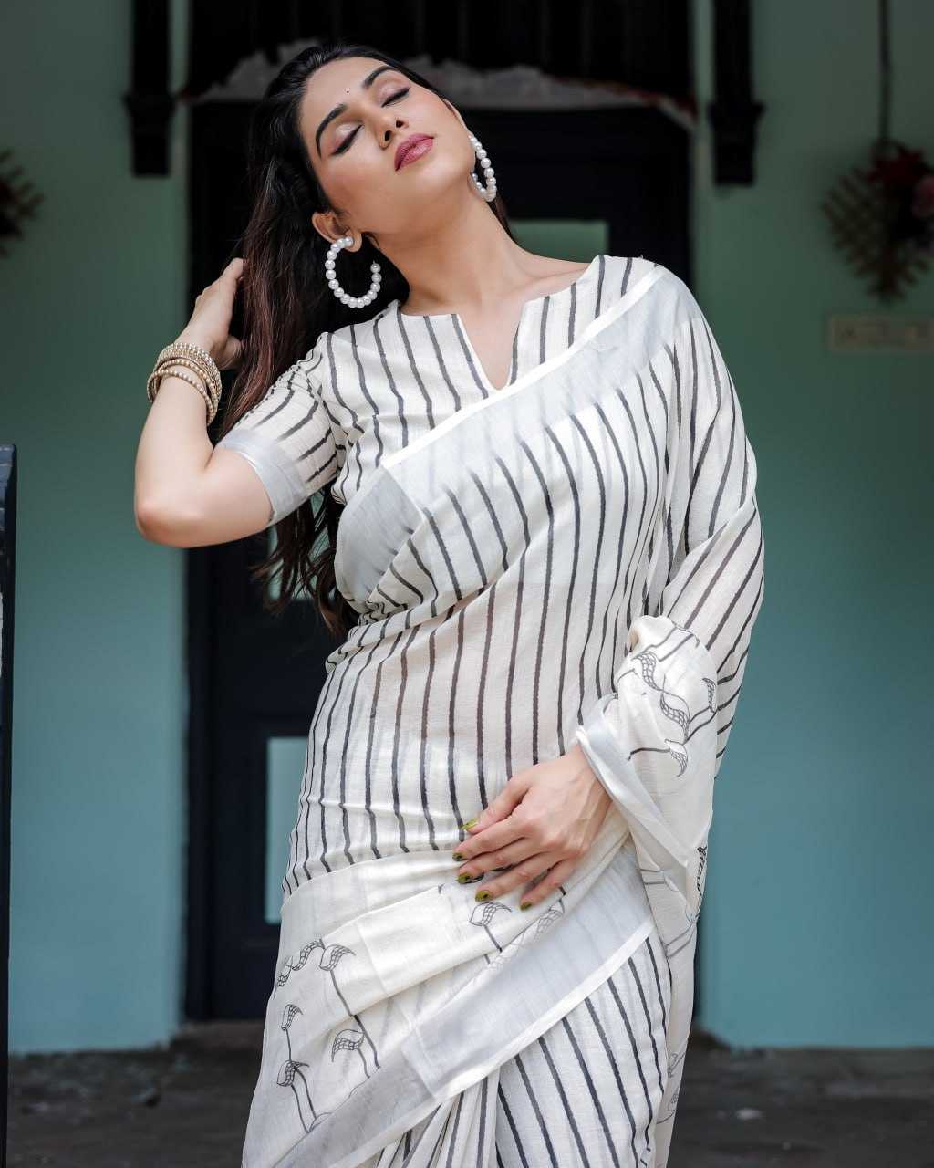 Ynf Linen KESH553 501 Sarees Wedding Collections Festive Collections Wholesale Cotton Linen Sarees Festive Sarees Sarees With Blouse Manufacturer