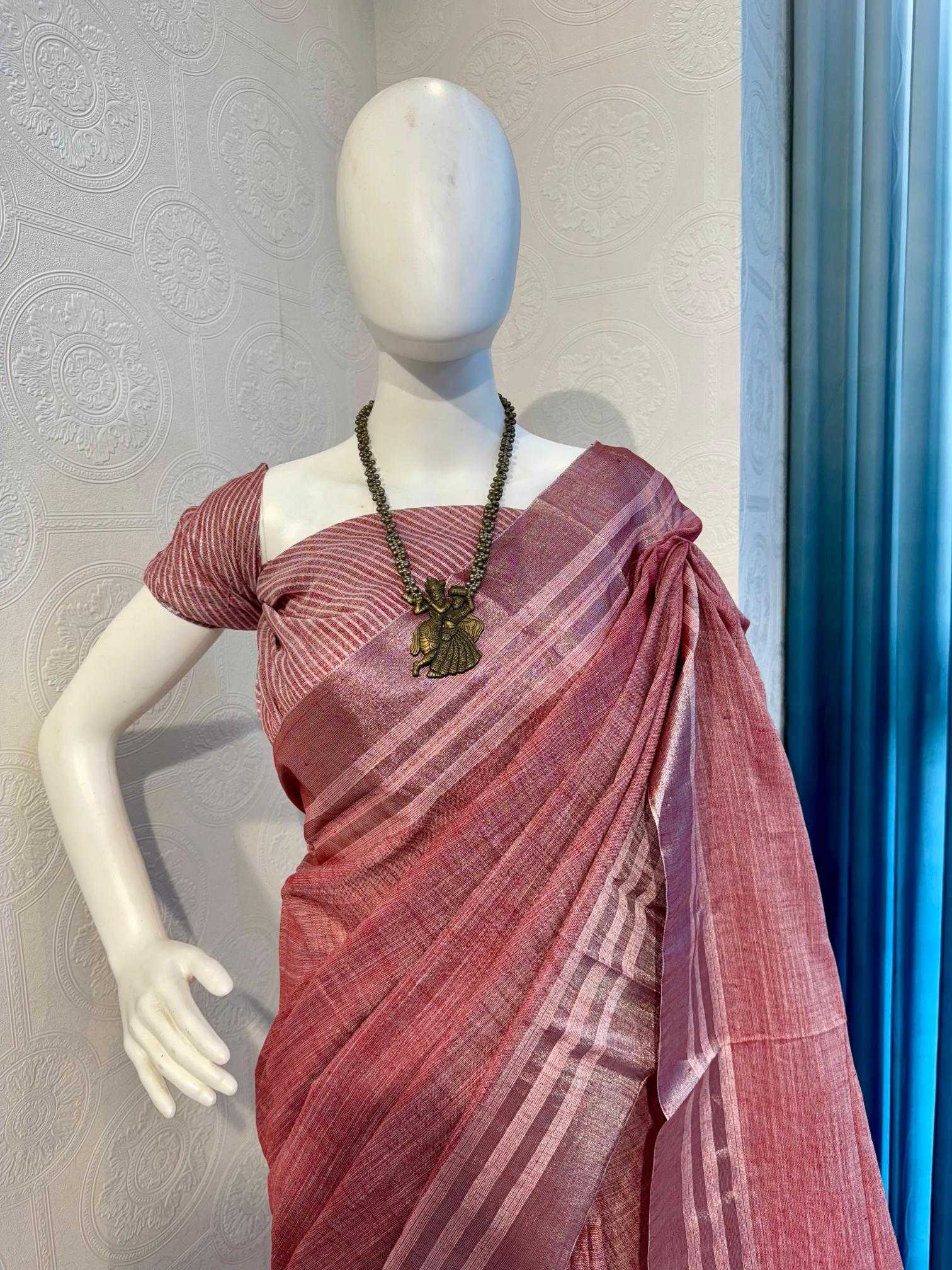 Ynf Linen RIN118 EKTA Sarees Wholesale Designer Sarees Zari Border Sarees Linen Sarees Manufacturer
