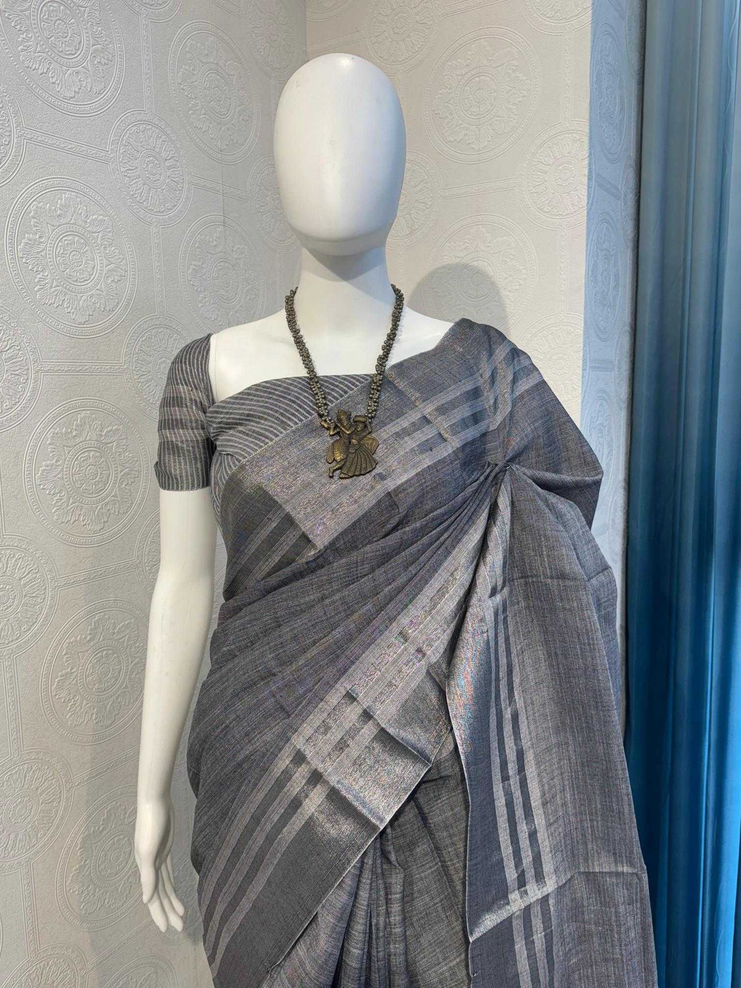 Ynf Linen RIN118 EKTA Sarees Wholesale Designer Sarees Zari Border Sarees Linen Sarees Manufacturer