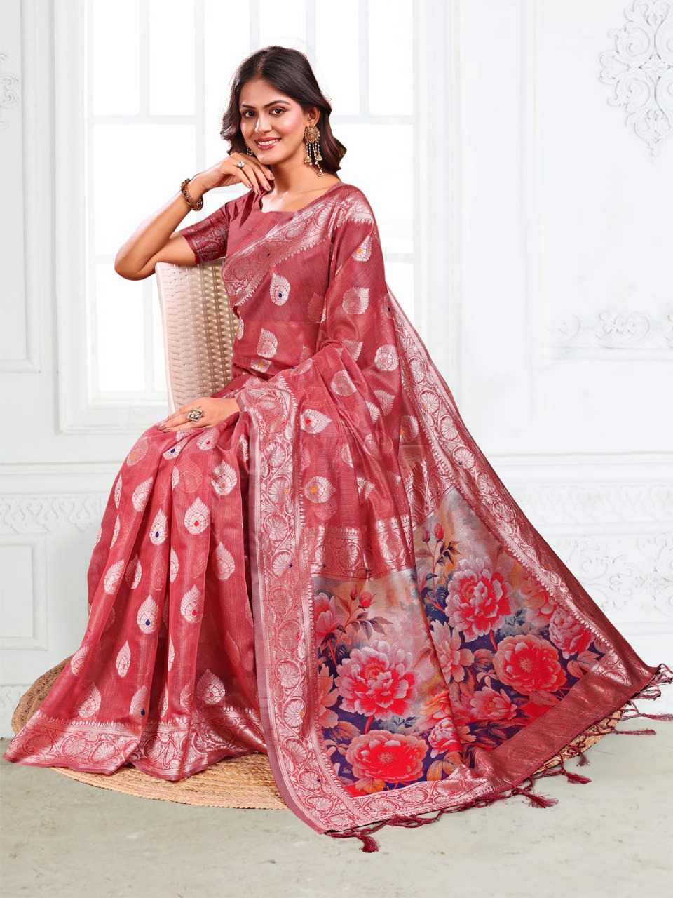 Ynf Linen RIN197 3048 Sarees Wholesale Designer Sarees Fancy Sarees Bridal Sarees Manufacturer