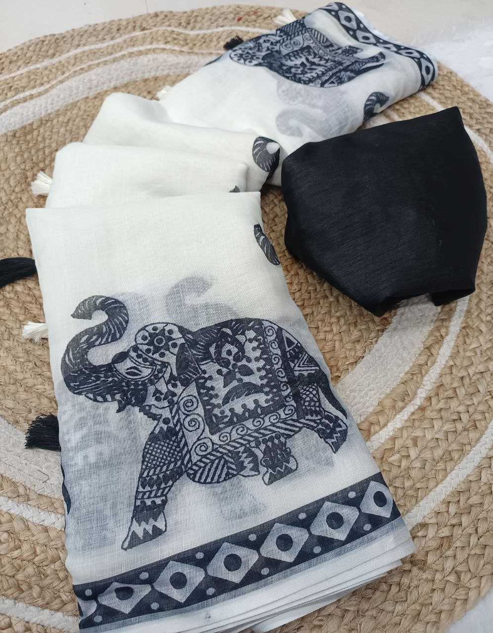 Ynf Linen RIN218 Royal Elegance Sarees Wedding Collections Festive Collections Wholesale Cotton Linen Sarees Festive Sarees Sarees With Blouse Manufacturer