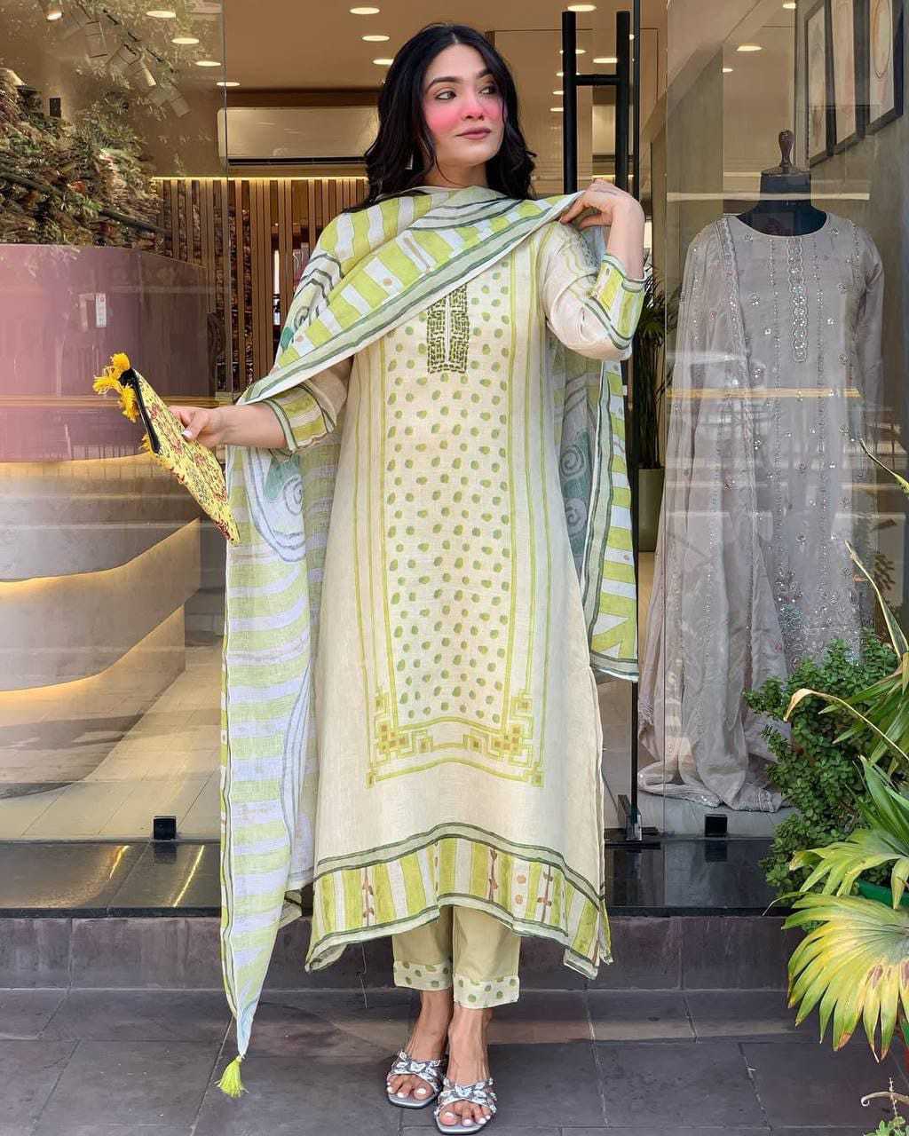Ynf Linen RIN222 106 Suits & Dresses Wholesale Embroidery Suits Designer Suits Silk Suits Manufacturer