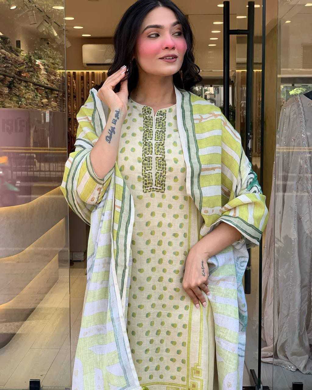 Ynf Linen RIN222 106 Suits & Dresses Wholesale Embroidery Suits Designer Suits Silk Suits Manufacturer