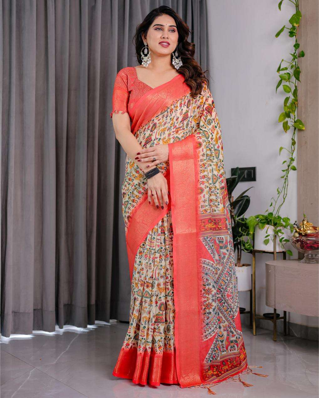 Ynf Linen RIN231 REELS SH LJ 01 Sarees Wholesale Printed Sarees Linen Sarees Festive Sarees Manufacturer