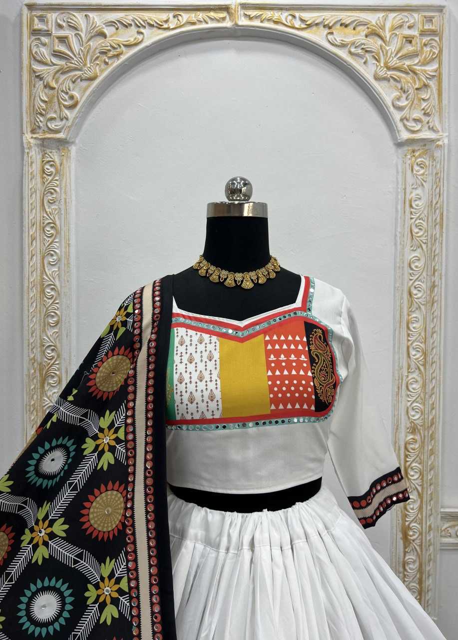 Ynf Muslin Cotton RIN207 1543 Lehengas Festive Collections Wholesale Fancy Lehenga Printed Lehenga Mirror Work Lehenga Navratri Chaniya Choli Manufacturer