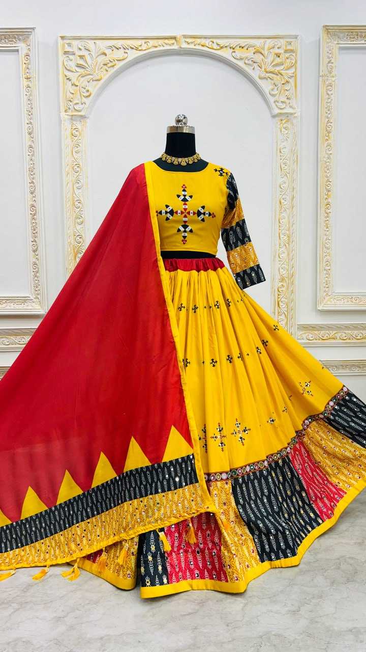 Ynf Muslin Cotton RIN207 1557 Lehengas Festive Collections Wholesale Designer Lehenga Choli Mirror Work Lehenga Navratri Chaniya Choli Manufacturer