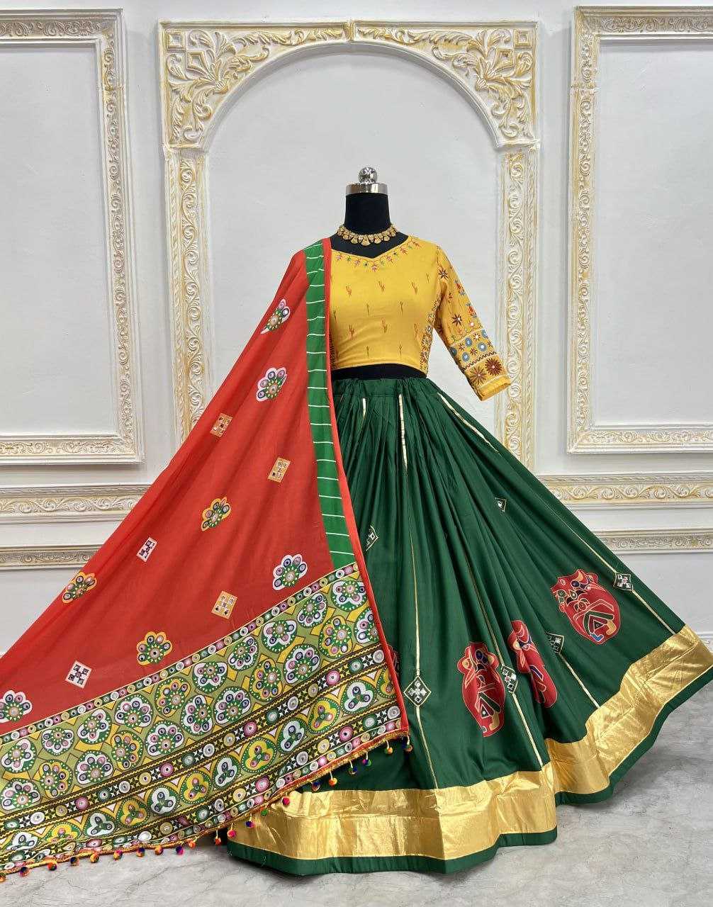Ynf Muslin Cotton RIN207 1560 Lehengas Festive Collections Wholesale Mirror Work Lehenga Navratri Chaniya Choli Manufacturer