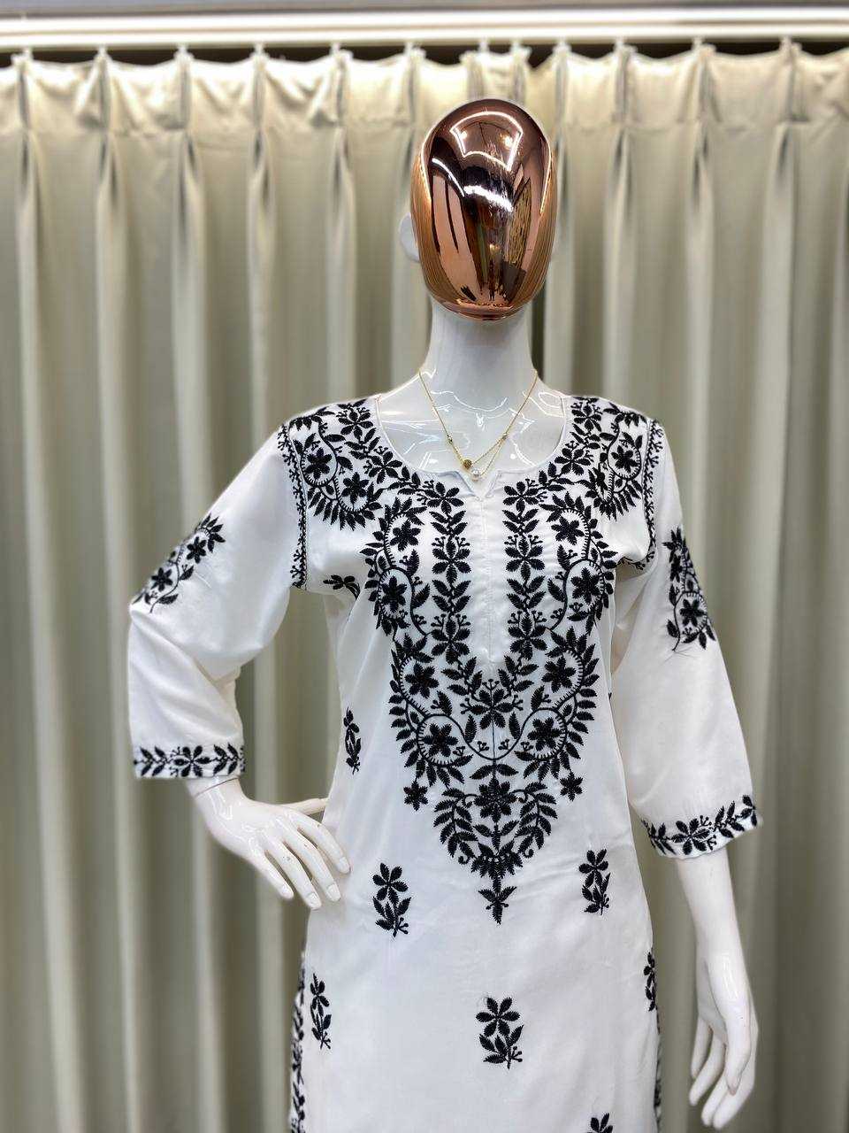Ynf Muslin RIN110 376 Kurti Wholesale Embroidered Kurtis Kurti With Palazzo Manufacturer