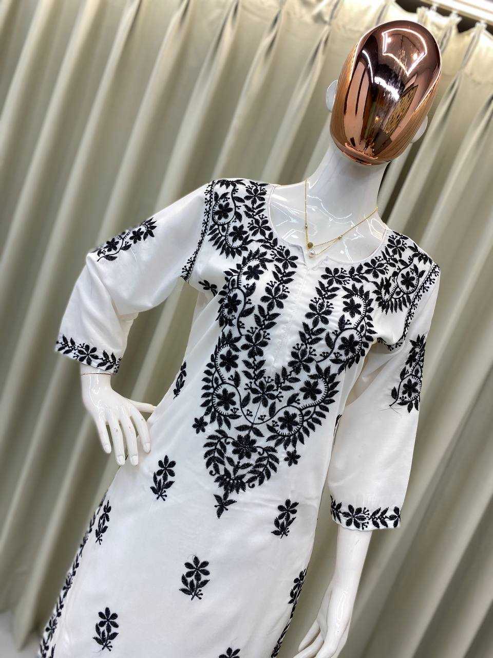 Ynf Muslin RIN110 376 Kurti Wholesale Embroidered Kurtis Kurti With Palazzo Manufacturer