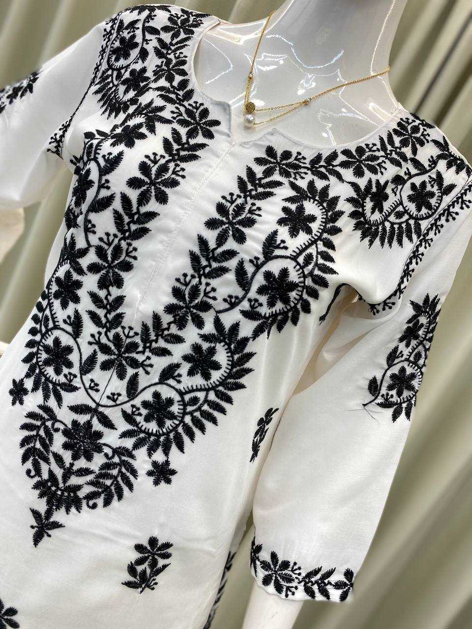 Ynf Muslin RIN110 376 Kurti Wholesale Embroidered Kurtis Kurti With Palazzo Manufacturer