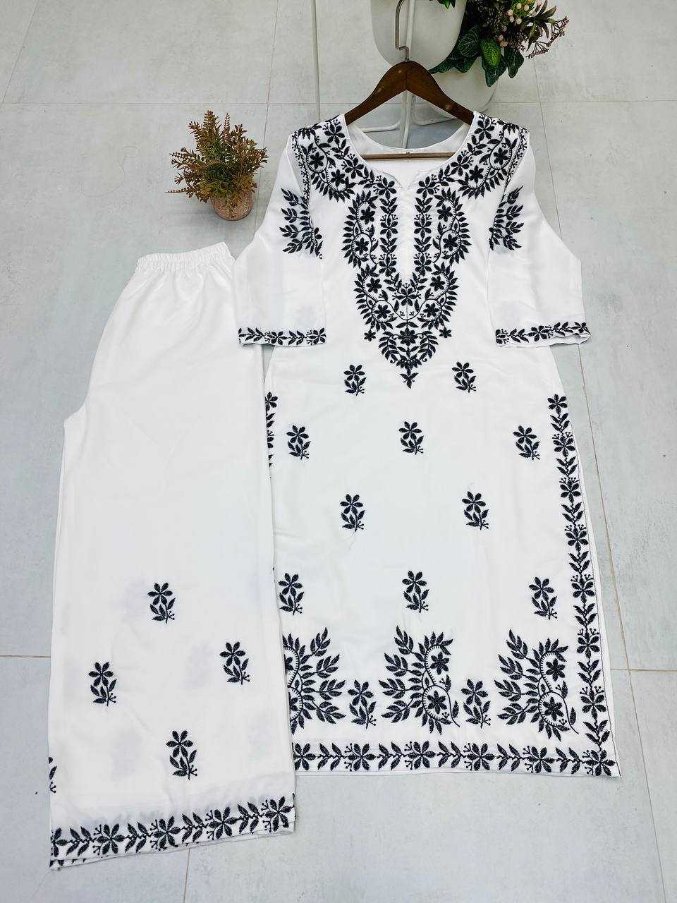 Ynf Muslin RIN110 376 Kurti Wholesale Embroidered Kurtis Kurti With Palazzo Manufacturer