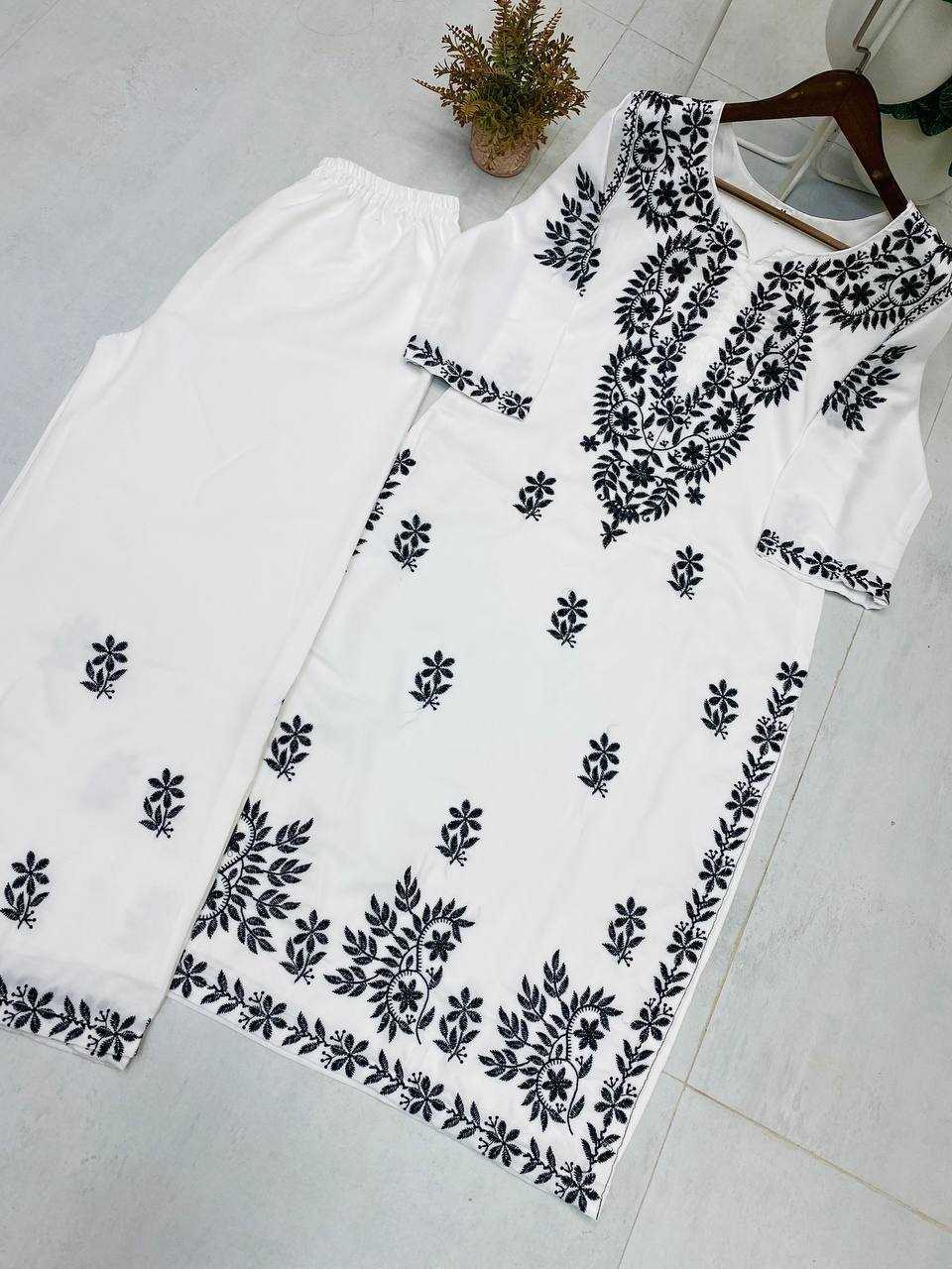 Ynf Muslin RIN110 376 Kurti Wholesale Embroidered Kurtis Kurti With Palazzo Manufacturer