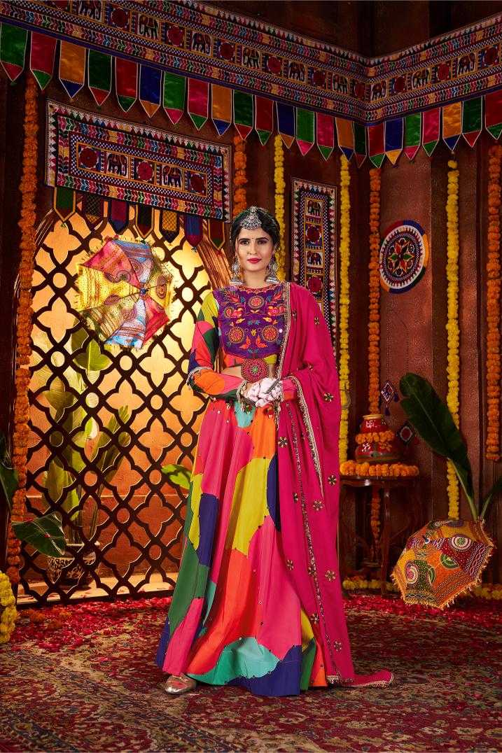 Ynf Muslin RIN202 11052 Lehengas Festive Collections Wholesale Printed Lehenga Mirror Work Lehenga Ram Navami Collections Manufacturer