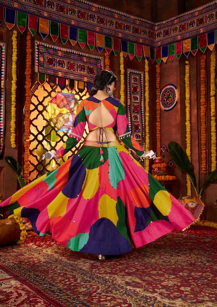 Ynf Muslin RIN202 11052 Lehengas Festive Collections Wholesale Printed Lehenga Mirror Work Lehenga Ram Navami Collections Manufacturer