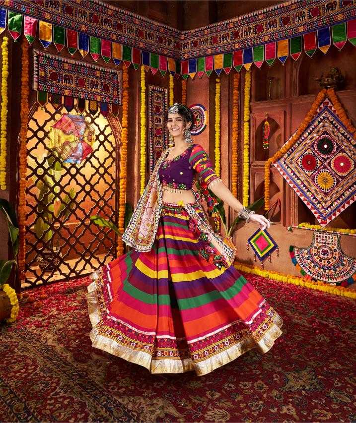 Ynf Muslin RIN202 11053 Lehengas Festive Collections Wholesale Printed Lehenga Mirror Work Lehenga Navratri Chaniya Choli Manufacturer