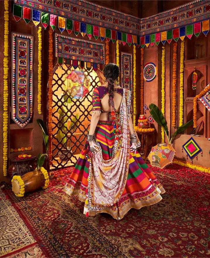 Ynf Muslin RIN202 11053 Lehengas Festive Collections Wholesale Printed Lehenga Mirror Work Lehenga Navratri Chaniya Choli Manufacturer