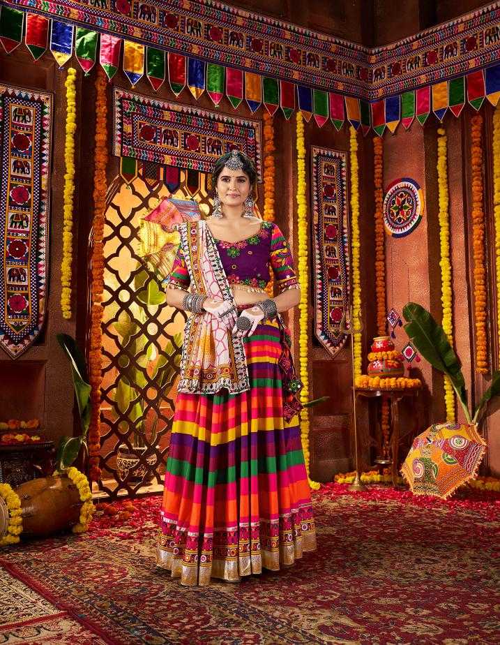 Ynf Muslin RIN202 11053 Lehengas Festive Collections Wholesale Printed Lehenga Mirror Work Lehenga Navratri Chaniya Choli Manufacturer