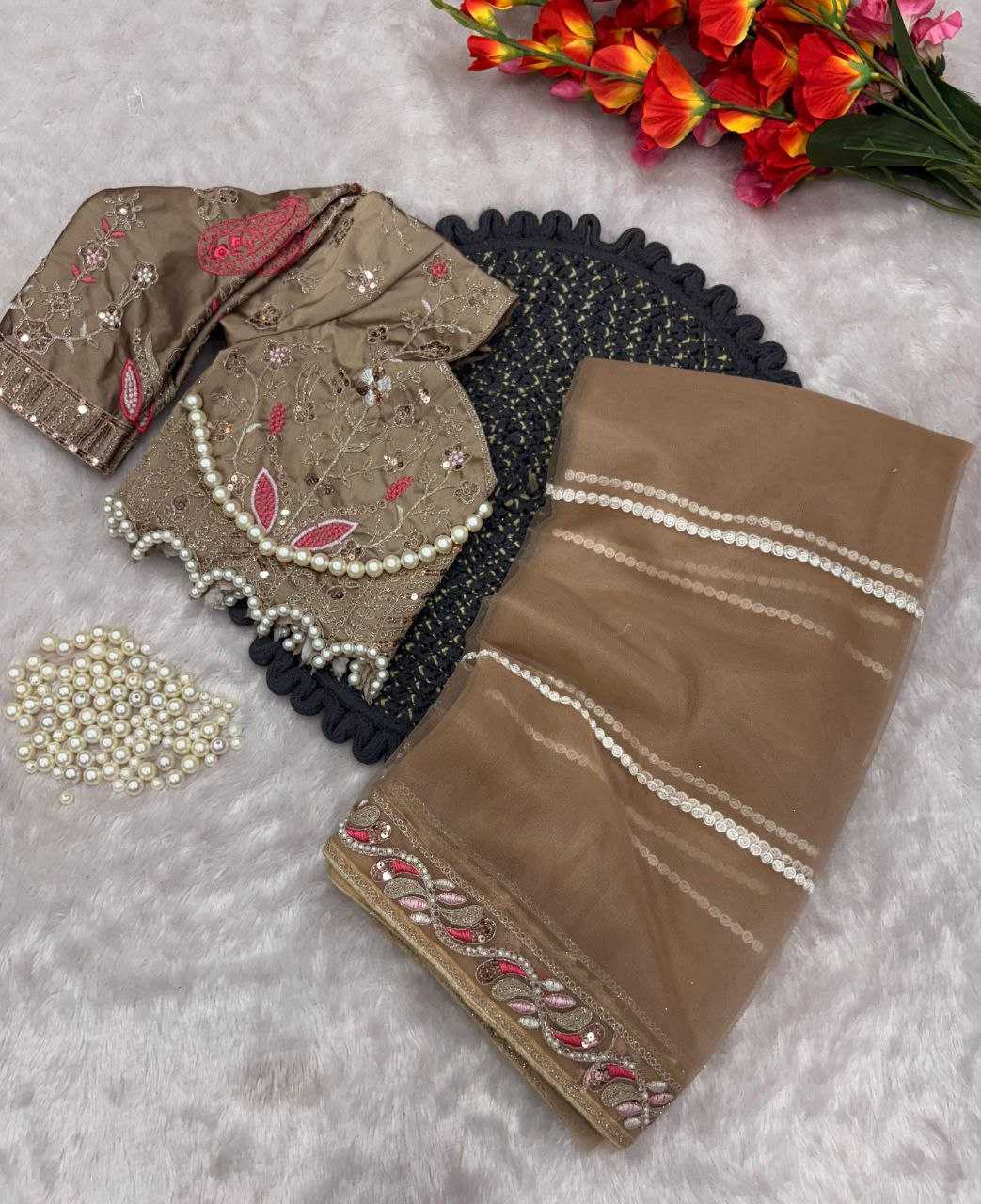 Ynf Net KESH508 60 Sarees Wholesale Net Sarees Sequins Work Saree Manufacturer