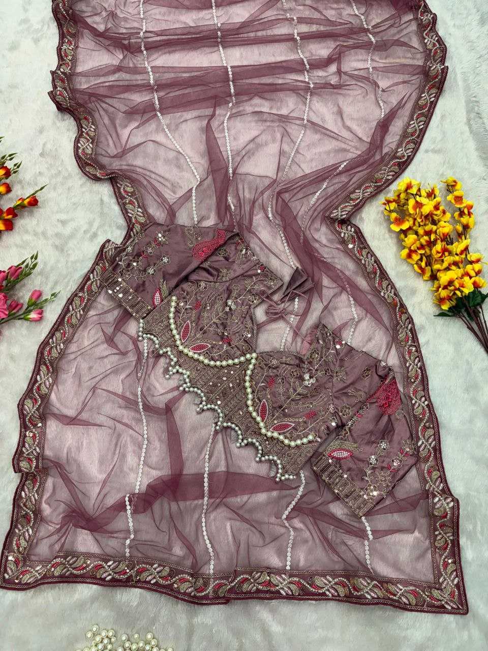 Ynf Net KESH508 60 Sarees Wholesale Net Sarees Sequins Work Saree Manufacturer