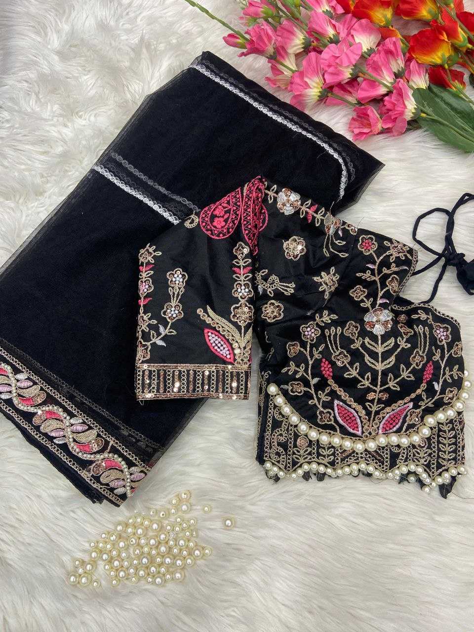 Ynf Net KESH508 60 Sarees Wholesale Net Sarees Sequins Work Saree Manufacturer