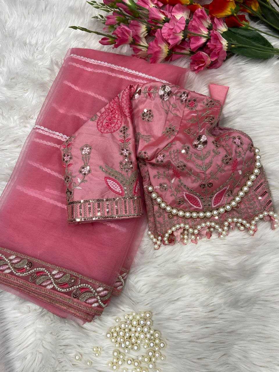 Ynf Net KESH508 60 Sarees Wholesale Net Sarees Sequins Work Saree Manufacturer