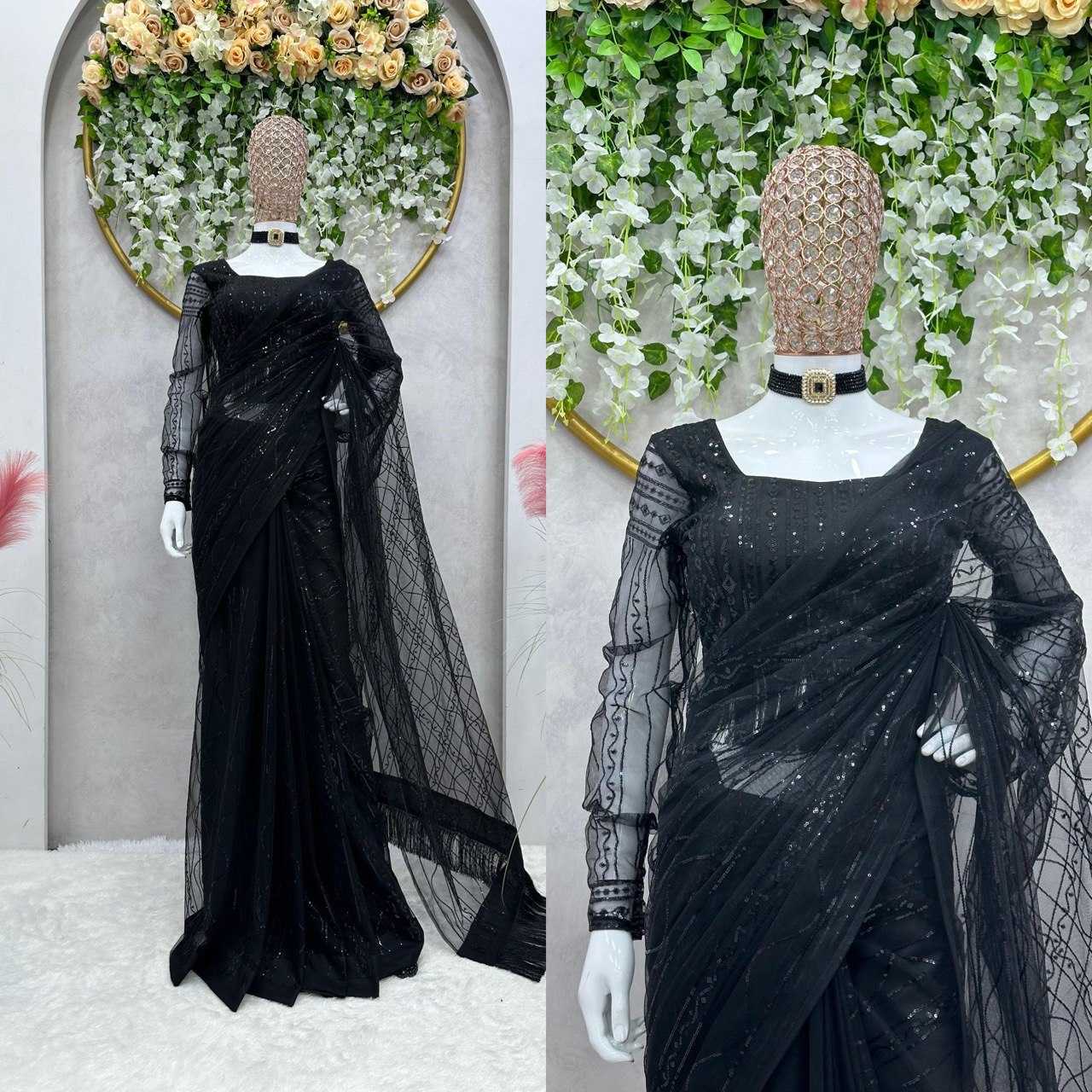 Ynf Net RIN133 442 Sarees Wholesale Party Wear Sarees Fancy Sarees Sequence Sarees Embroidered Sarees Manufacturer