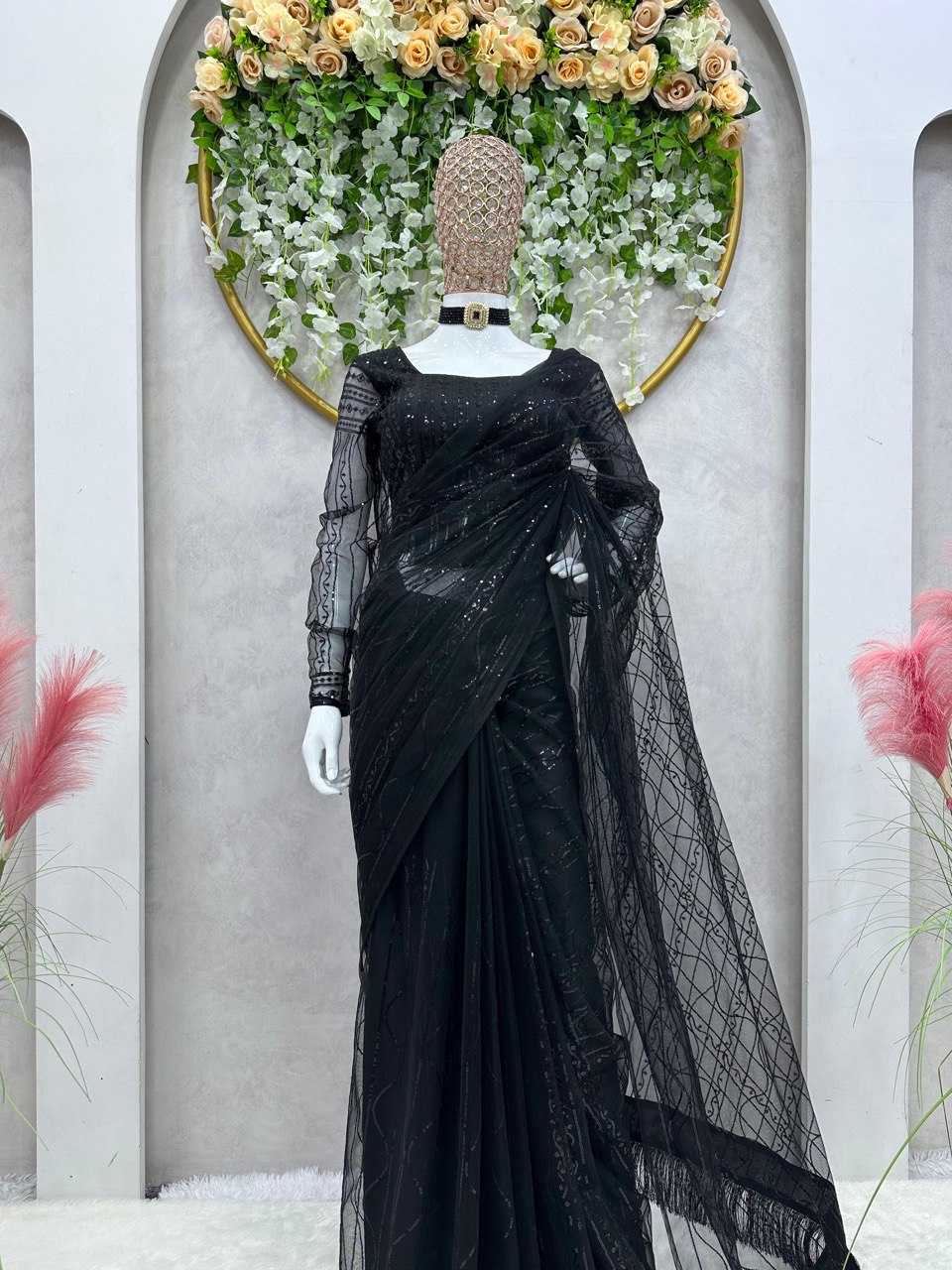Ynf Net RIN133 442 Sarees Wholesale Party Wear Sarees Fancy Sarees Sequence Sarees Embroidered Sarees Manufacturer