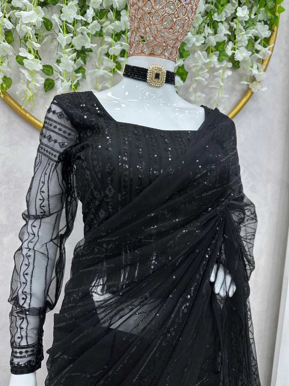 Ynf Net RIN133 442 Sarees Wholesale Party Wear Sarees Fancy Sarees Sequence Sarees Embroidered Sarees Manufacturer