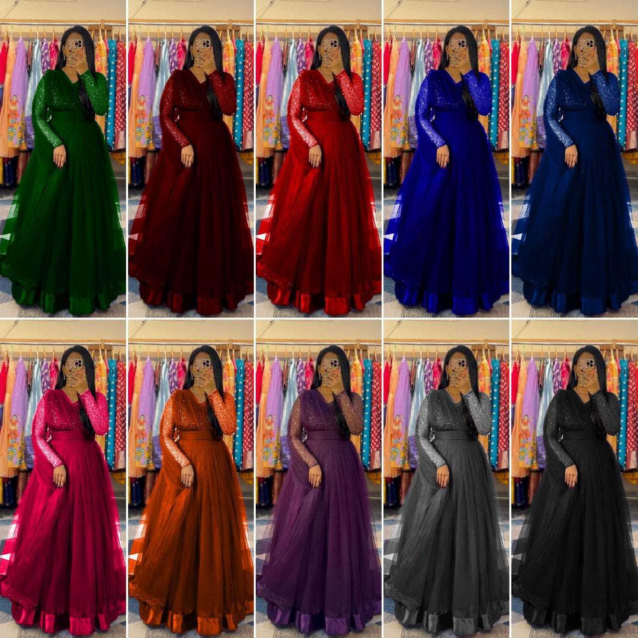 Ynf Net RIN157 2804 Gowns Plus Size Collections Wholesale Party Gowns Net Gowns Gown With Belt Manufacturer