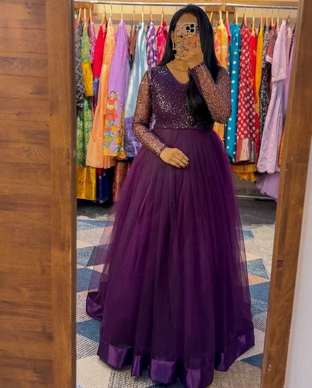Ynf Net RIN157 2804 Gowns Plus Size Collections Wholesale Party Gowns Net Gowns Gown With Belt Manufacturer
