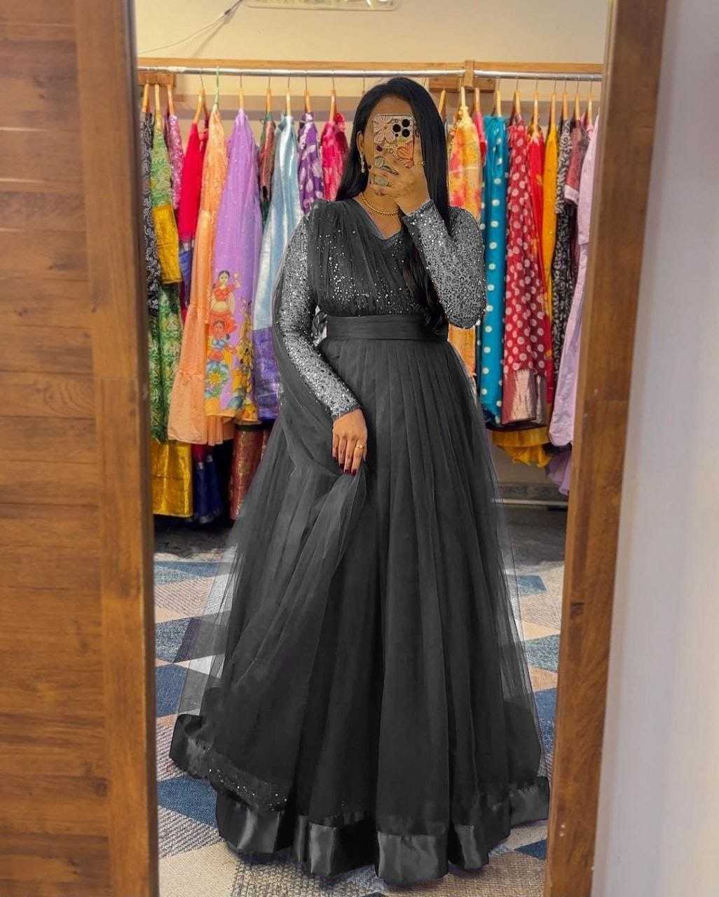 Ynf Net RIN157 2804 Gowns Plus Size Collections Wholesale Party Gowns Net Gowns Gown With Belt Manufacturer