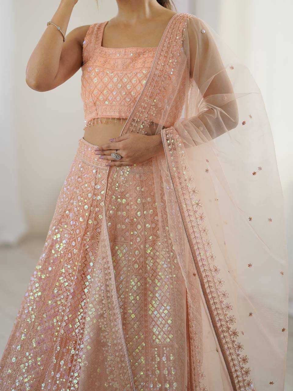Ynf Net RIN213 H89 Lehengas Wholesale Fancy Lehenga Embroidered Lehenga Sequins Lehenga Manufacturer