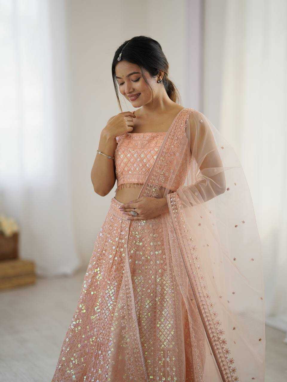 Ynf Net RIN213 H89 Lehengas Wholesale Fancy Lehenga Embroidered Lehenga Sequins Lehenga Manufacturer
