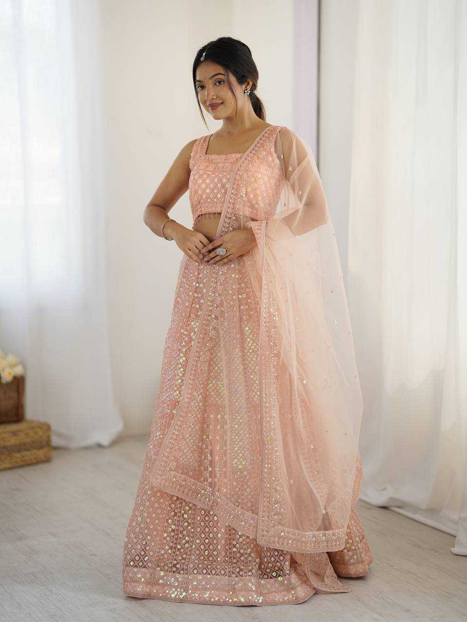 Ynf Net RIN213 H89 Lehengas Wholesale Fancy Lehenga Embroidered Lehenga Sequins Lehenga Manufacturer