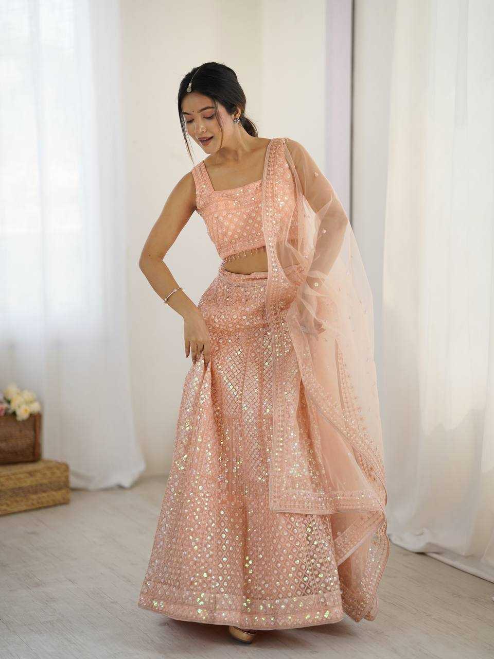 Ynf Net RIN213 H89 Lehengas Wholesale Fancy Lehenga Embroidered Lehenga Sequins Lehenga Manufacturer