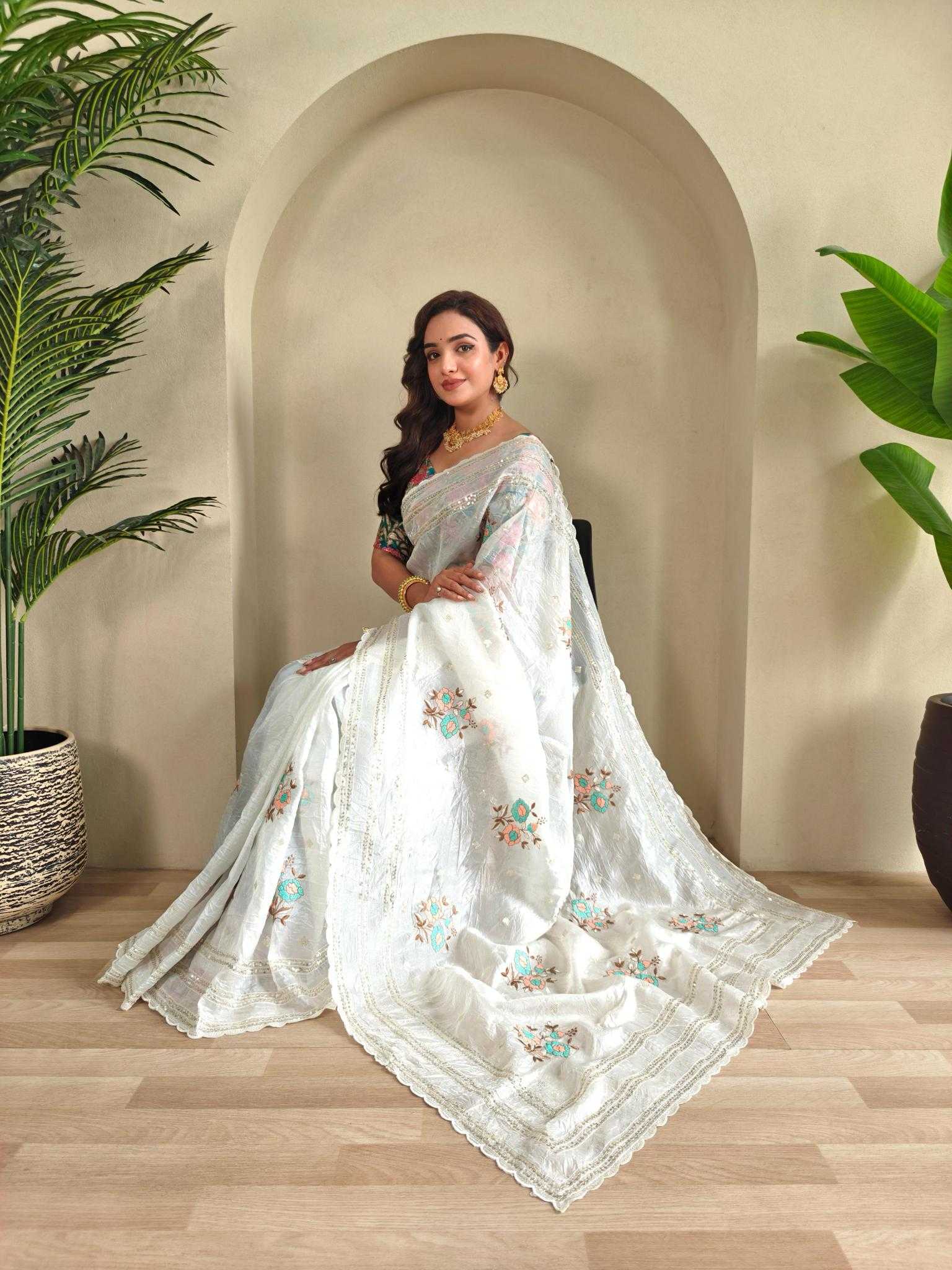 Ynf Organza KESH249 Bharti Sarees Festive Collections Wholesale Organza Sarees Sequence Sarees Onam Collections Manufacturer