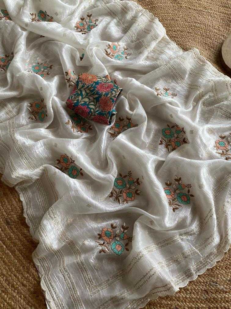Ynf Organza KESH249 Bharti Sarees Festive Collections Wholesale Organza Sarees White Sarees Onam Collections Manufacturer
