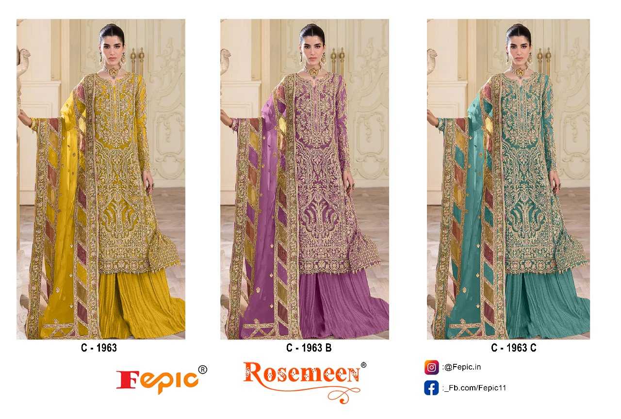 Ynf Organza KESH446 FEPIC-ROSEMEEN-1963 Suits & Dresses Wholesale Embroidery Suits Designer Suits Handwork Suits Manufacturer